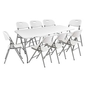 NABBI Vivas 1+8 cateringový skladací set 180x70 cm sivá / biela vyobraziť