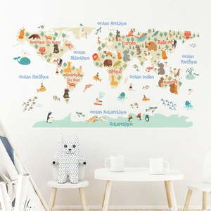 Detská mapa 130x130 cm Pastel World Map – Ambiance vyobraziť