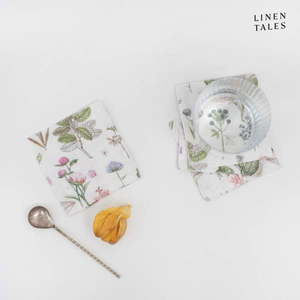 Biele/zelené látkové tácky v súprave 4 ks White Botany – Linen Tales vyobraziť