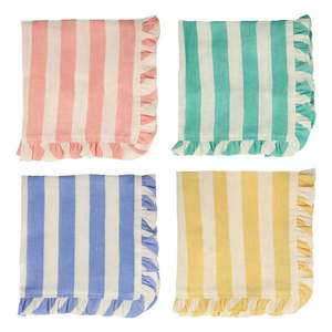 Ľanové obrúsky v súprave 4 ks Stripe Ruffle – Meri Meri vyobraziť