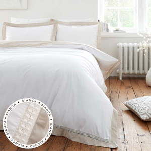 Biele bavlnené obliečky na dvojlôžko 200x200 cm Oxford Lace – Bianca vyobraziť