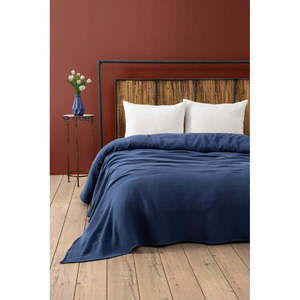 Tmavomodrý mušelínový pléd 220x250 cm Muslin – Mijolnir vyobraziť