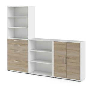 Modulárna knižnica v bielo-prírodnej farbe v dekore duba 268x222 cm Prima – Tvilum vyobraziť