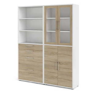 Modulárna knižnica v bielo-prírodnej farbe v dekore duba 178x222 cm Prima – Tvilum vyobraziť