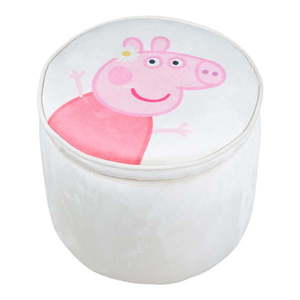 Biely zamatový detský puf Peppa Pig – Roba vyobraziť
