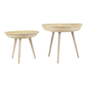 Ratanové okrúhle odkladacie stolíky v súprave 2 ks ø 56 cm Colon – Light & Living vyobraziť