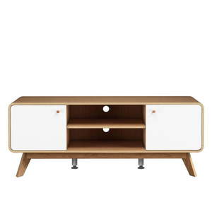 Biely/v prírodnej farbe TV stolík v dekore duba 140x53 cm Caitlin – Støraa vyobraziť