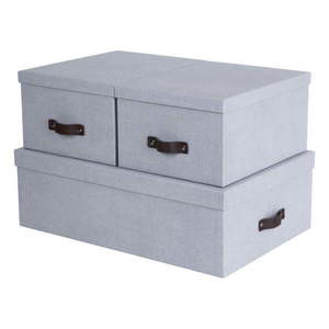Svetlosivé kartónové úložné boxy s vekom v súprave 3 ks 31x47x15 cm Inge – Bigso Box of Sweden vyobraziť