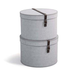 Svetlosivé kartónové úložné boxy s vekom v súprave 2 ks ø 37, 5x25, 5 cm Rut – Bigso Box of Sweden vyobraziť