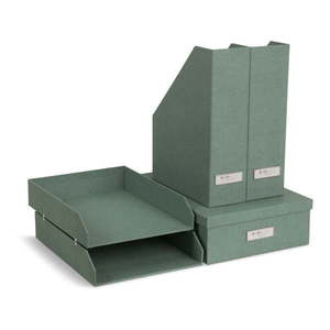 Zelené kartónové organizéry v súprave 5 ks na dokumenty Holger Canvas Paper Laminate – Bigso vyobraziť
