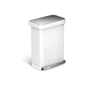 Biely nášľapný oceľový odpadkový kôš 55 l – simplehuman vyobraziť