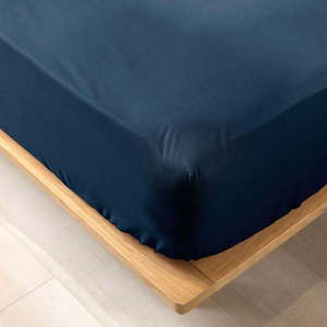 Tmavomodrá napínacia plachta z Bio bavlny 90x190 cm Biolina – douceur d'intérieur vyobraziť