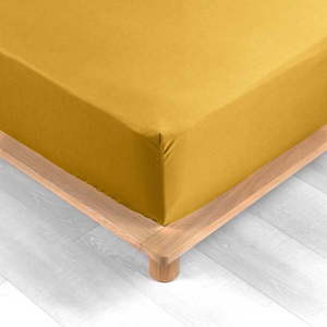 Žltá napínacia plachta z bavlneného perkálu 180x200 cm Percaline – douceur d'intérieur vyobraziť