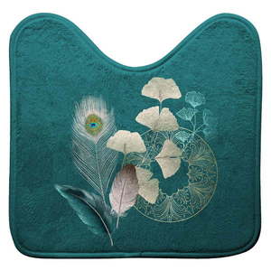 Tyrkysová WC kúpeľňová predložka 45x45 cm Ginkoblue – douceur d'intérieur vyobraziť