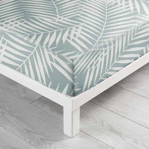 Bielo-zelená napínacia bavlnená plachta 90x190 cm Botania – douceur d'intérieur vyobraziť