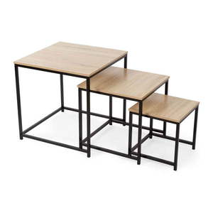 Konferenčné stolíky v prírodnej farbe v súprave 3 ks 50x50 cm – Compactor vyobraziť