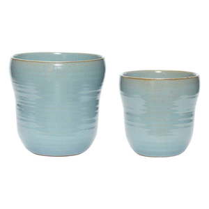 Súprava 2 modrých keramických kvetináčov Hübsch Tina vyobraziť