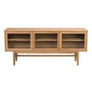 Vitrína v dekore duba s posuvnými dverami v prírodnej farbe 170x75 cm Hazelton – Rowico vyobraziť
