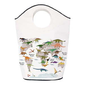 Biely látkový detský kôš na hračky 57x26x70 cm Dino World Map – Butter Kings vyobraziť