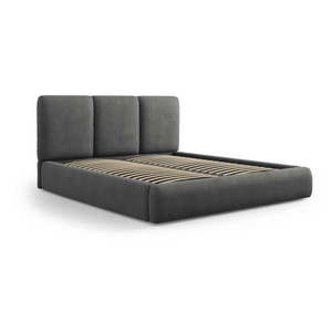 Sivá čalúnená dvojlôžková posteľ s úložným priestorom s roštom 180x200 cm Brody – Mazzini Beds vyobraziť