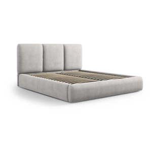 Svetlosivá čalúnená dvojlôžková posteľ s úložným priestorom s roštom 180x200 cm Brody – Mazzini Beds vyobraziť