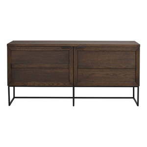 Hnedá nízka komoda z dubového dreva 160x75 cm Everett – Rowico vyobraziť