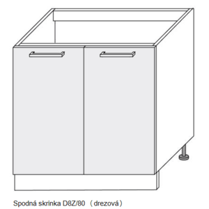 ArtExt Kuchynská linka Brerra - lesk Kuchyňa: Spodná skrinka drezová D8Z/80 / (ŠxVxH) 80 x 82 x 50 cm vyobraziť