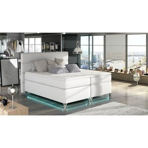 ArtElta Manželská posteľ AMADEO Boxspring s LED osvetlením | 140 x 200 cm Farba: BAO 09 - Soft 17 (biela ekokoža) vyobraziť