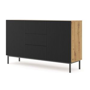 ArtBm Komoda RAVENNA B 2D3S 150 | dub artisan / čierna matná Prevedenie: Dub artisan / čierna matná / čierna podnož vyobraziť