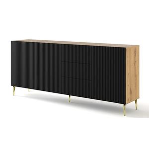 ArtBm Komoda RAVENNA B 3D3S 200 | dub artisan / čierna matná Prevedenie: Dub artisan / čierny mat / zlaté nohy vyobraziť