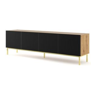 ArtBm TV stolík RAVENNA B 4D 200 | dub artisan / čierna matná Prevedenie: Dub artisan / čierny mat / zlatá podnož vyobraziť