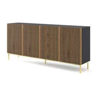 ArtBm Komoda RAVENNA F 3D3S 200 | čierna matná / dub artisan vyobraziť