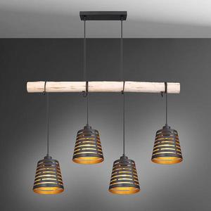 Luster 15451-4H Čierna a zlatá Wood LW4 vyobraziť