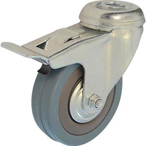 Koliesko otočne 100mm/65kg, centrálny otvor, sivá guma vyobraziť