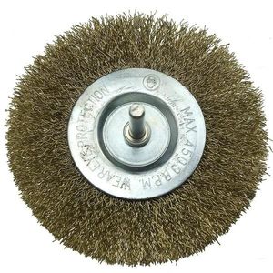 Kefa okružná, 80 mm, so stopkou 6 mm, vlnitý oceľový drôt, Drel vyobraziť