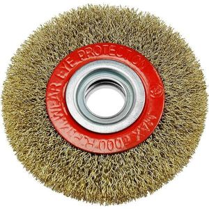 Kefa okružná, 100 mm, otvor 20 mm, vlnitý oceľový pomosadzený drôt, Drel vyobraziť