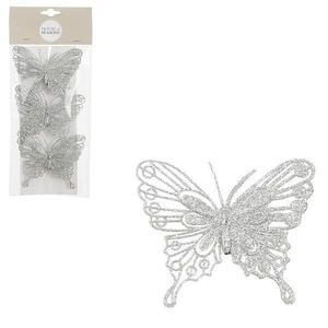 Klips motýľ strieborná 3 ks – d10xw8 cm 1143476 vyobraziť