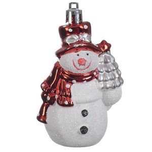 Plastová ozdoba snehuliak 8 cm biela/červená 27515 vyobraziť