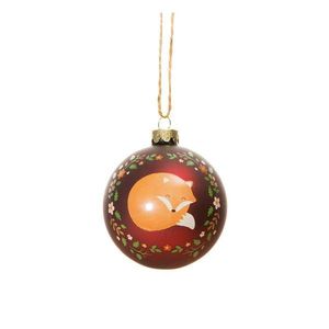 Sklenená ručne vyrobená vianočná guľa ø 8 cm Woodland Fox – Sass & Belle vyobraziť