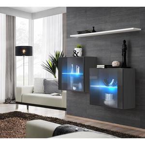 Komoda+Polička Switch Sb III Led Grafit/Biely vyobraziť
