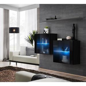 Komoda+Polička Switch Sb III Led Čierna /Grafit vyobraziť