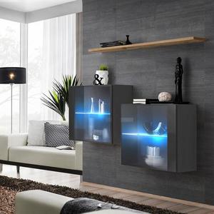 Komoda+Polička Switch Sb III Led Grafit vyobraziť