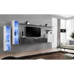 Obývacia stena Switch Sklo +LED XI Biely/Grafit vyobraziť