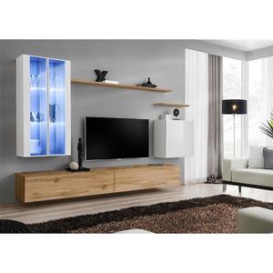 Obývacia stena Switch Sklo +LED XII Biely/Wotan vyobraziť