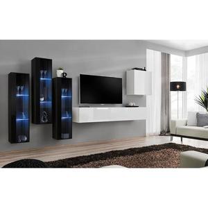 Obývacia stena Switch Sklo +LED XIII čierna /Biely vyobraziť