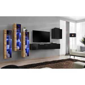 Obývacia stena Switch Sklo +LED XIII Wotan/čierna vyobraziť