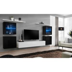 Obývacia stena Switch Sklo +LED XIV čierna /Biely vyobraziť