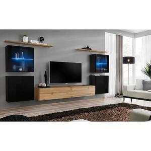 Obývacia stena Switch Sklo +LED XIV čierna /Wotan vyobraziť