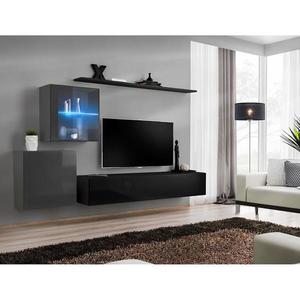 Obývacia stena Switch XV Sklo +LED grafit / čierna vyobraziť