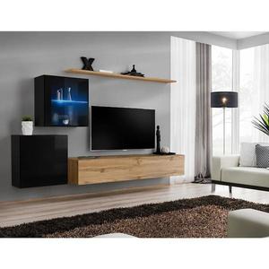 Obývacia stena Switch XV Sklo +LED čierna / wotan vyobraziť